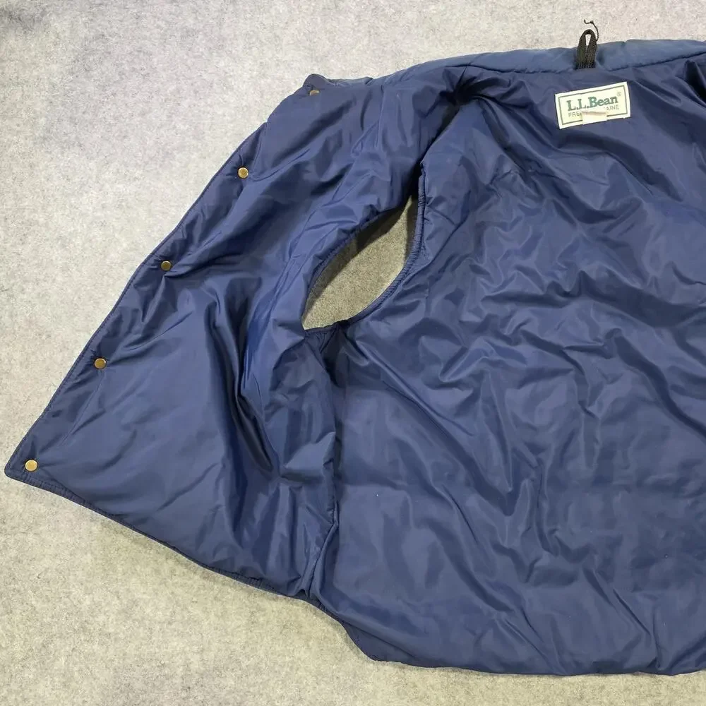 Vintage LL Bean Vest Mens XL Blue Nylon Insulated Snap Puffer‎ Made USA 90s 80s